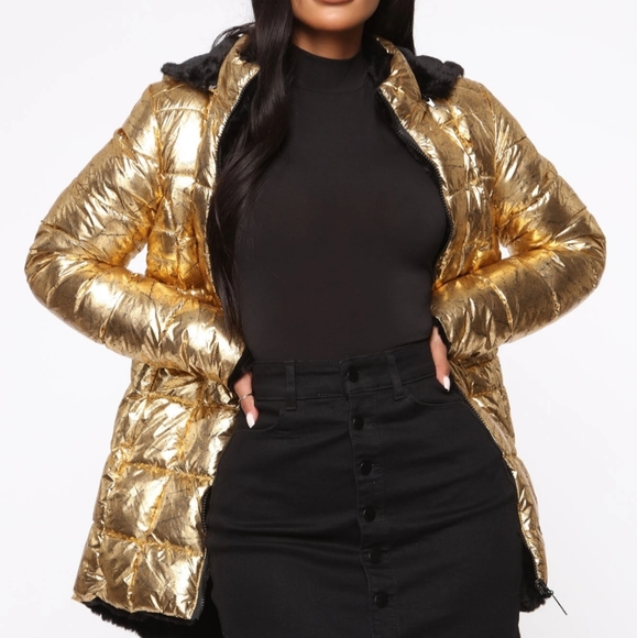 Fashion Nova Jackets & Blazers - Reversible metallic jacket black womens fashion nova ski coat